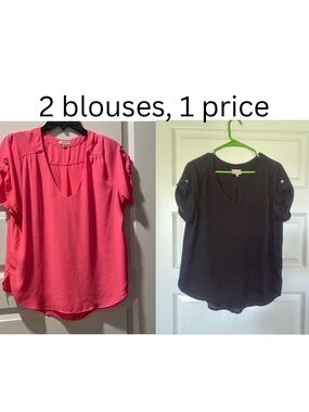 Two-Pack Blouses in Hot Pink and Black